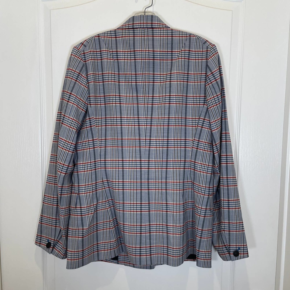 Rag & Bone Elise Wool Check Blazer Jacket Gray Blue Red White Plaid NWT 8 - Picture 8 of 8